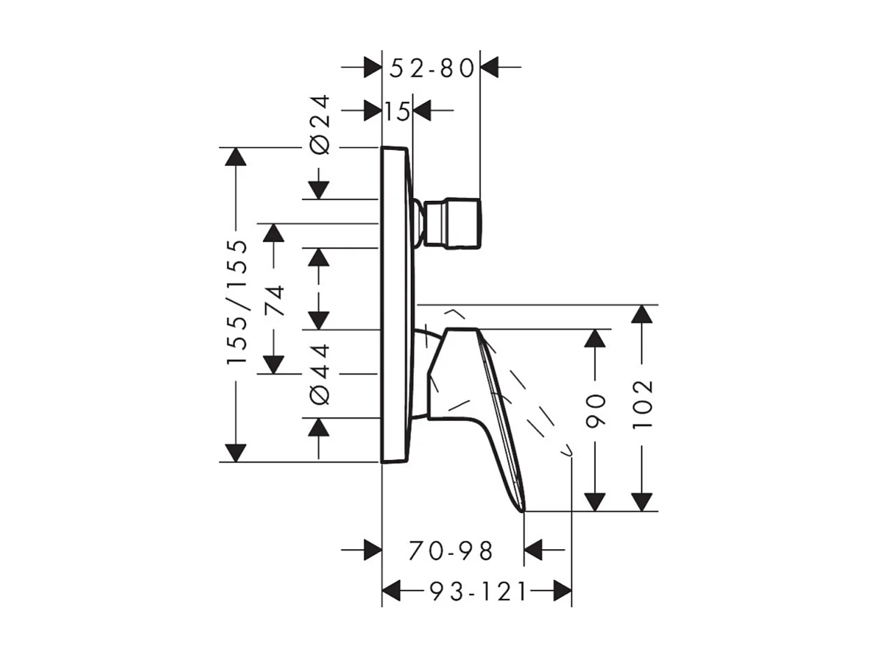 HANSGROHE Façade Logis mitigeur baignoire encastré Chromé avec corps encastré et outil