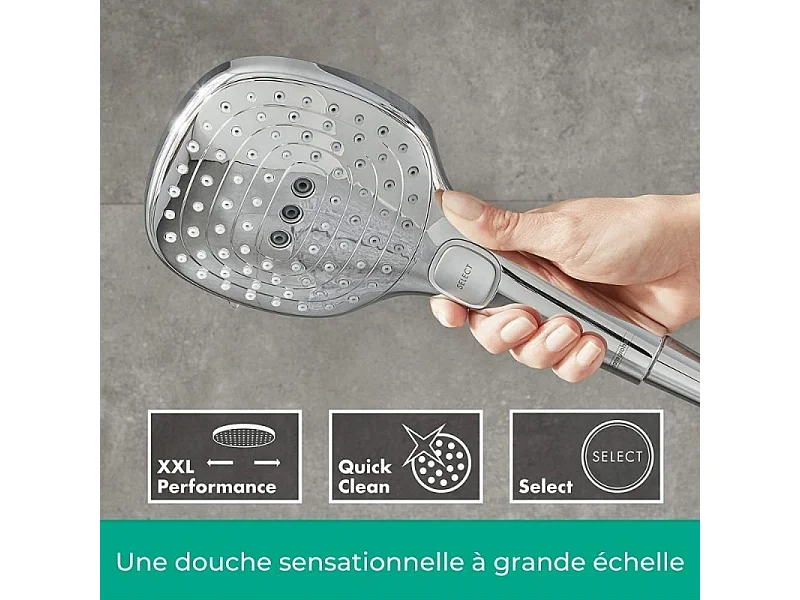 Lot robinet douche encastré thermostatique HANSGROHE Ecostat Square + Douche de tête Raindance E 300 fixation plafond