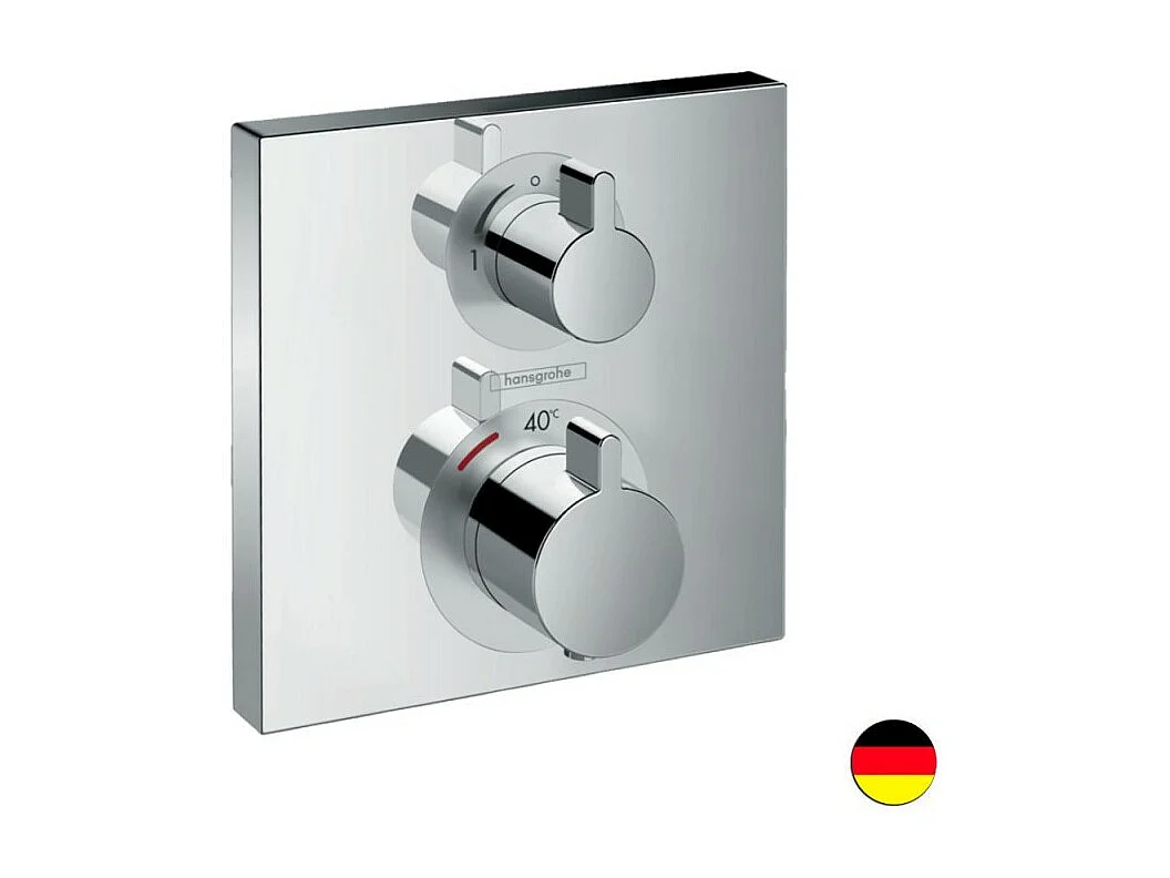 HANSGROHE Frontal para mezclador termostático de empotrar Ecostat Square con válvula de cierre y desviador cromado