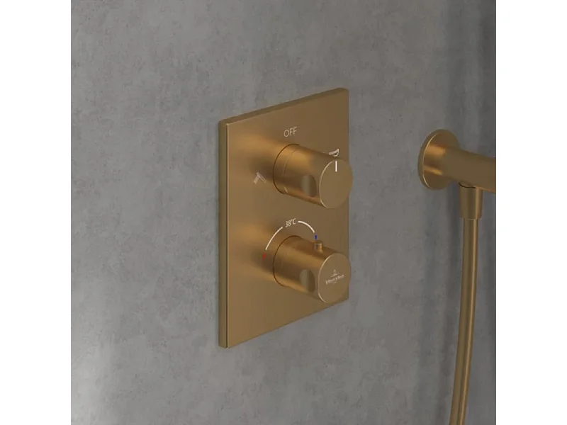 Mitigeur thermostatique encastré 2 voies VILLEROY ET BOCH Universal rectangle Or brossé