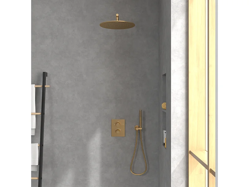 Mitigeur thermostatique encastré 2 voies VILLEROY ET BOCH Universal rectangle Or brossé