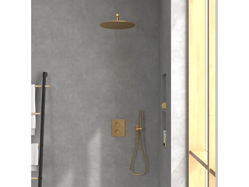 Mitigeur thermostatique encastré 2 voies VILLEROY ET BOCH Universal rectangle Or brossé