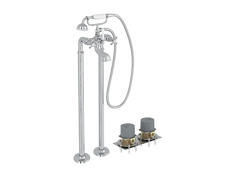 JACOB DELAFON Mélangeur bain douche Cléo 1889 montage au sol Chrome avec corps encastré au sol