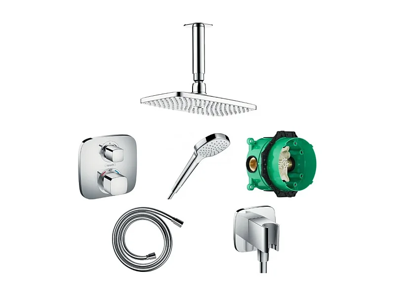HANSGROHE Lot douche de tête Raindance E 240 + façade + corps encastré + douchette à main + flexible + coude de raccordement