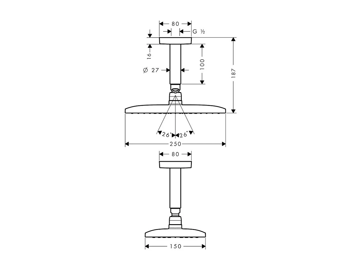 HANSGROHE Lot douche de tête Raindance E 240 + façade + corps encastré + douchette à main + flexible + coude de raccordement