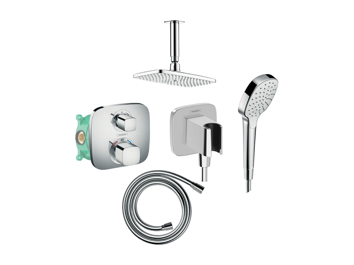 Colonne de douche encastrée thermostatique HANSGROHE Raindance E 240 raccord plafond