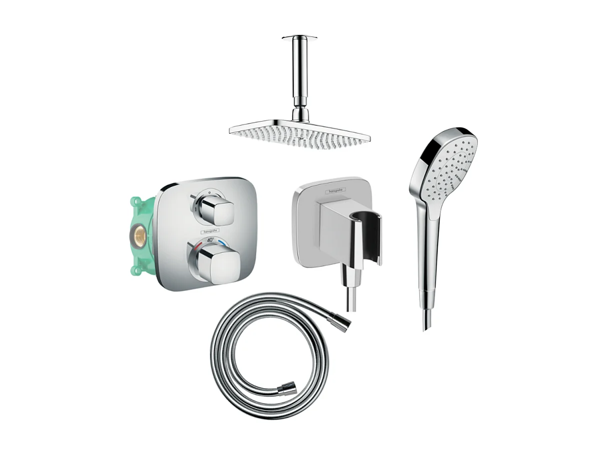 Colonne de douche encastrée thermostatique HANSGROHE Raindance E 240 raccord plafond