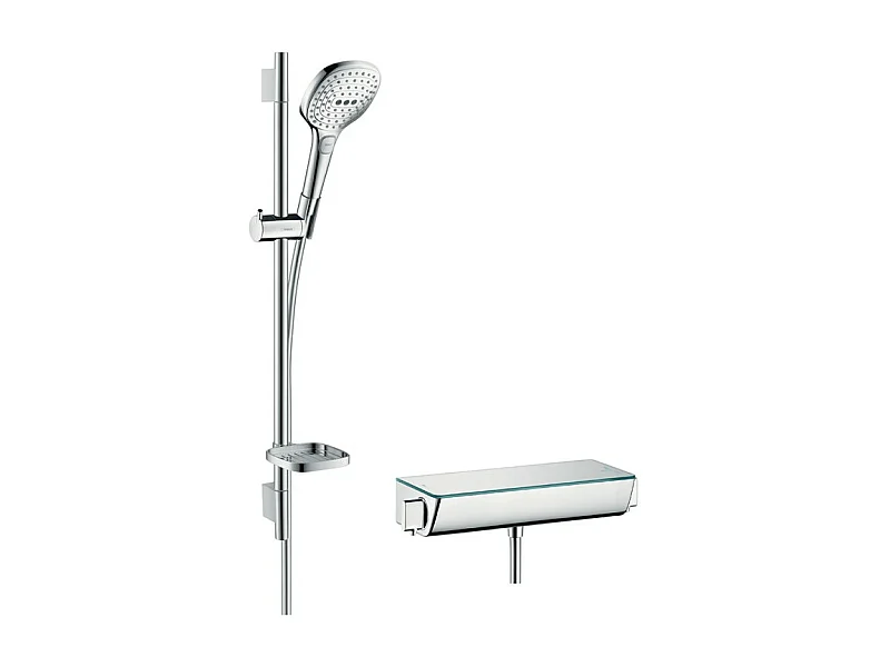 Ensemble douche HANSGROHE Raindance Select E 120 3 jets + mitigeur thermostatique Ecostat Select + Barre 65 cm