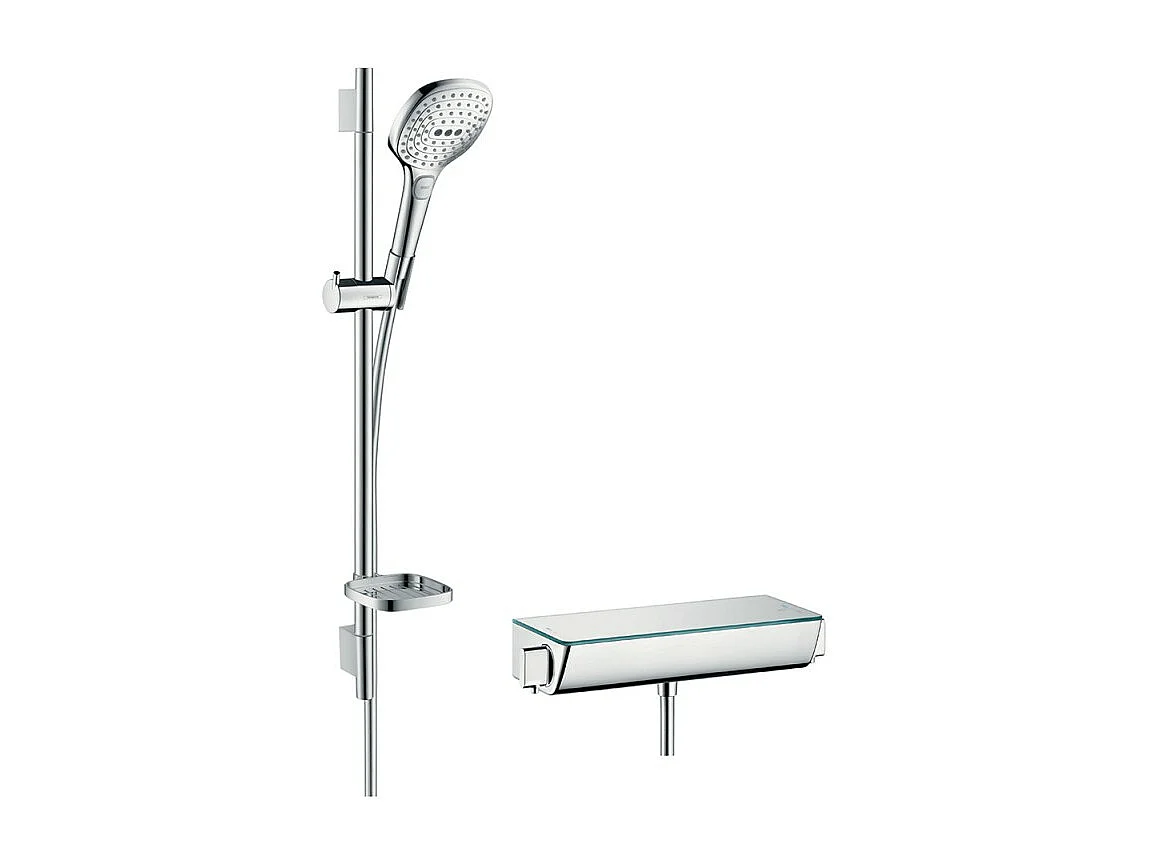 Ensemble douche HANSGROHE Raindance Select E 120 3 jets + mitigeur thermostatique Ecostat Select + Barre 65 cm