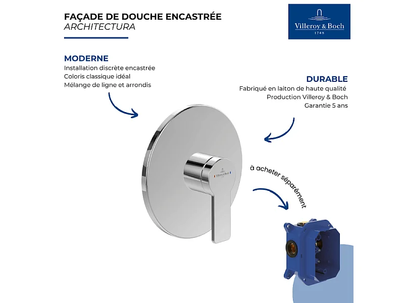 Mitigeur mécanique encastré VILLEROY ET BOCH Architectura