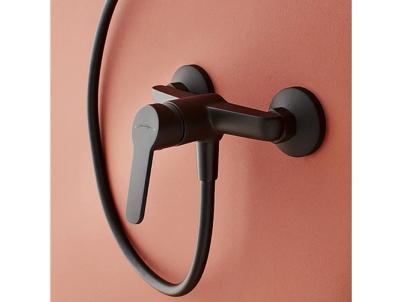 Mitigeur douche JACOB DELAFON Aimé + douchette stick Shift Ellipse + flexible 1,6m noir et chromé