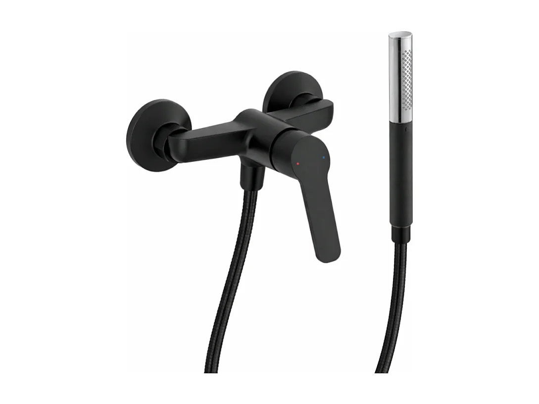 Mitigeur douche JACOB DELAFON Aimé + douchette stick Shift Ellipse + flexible 1,6m noir et chromé