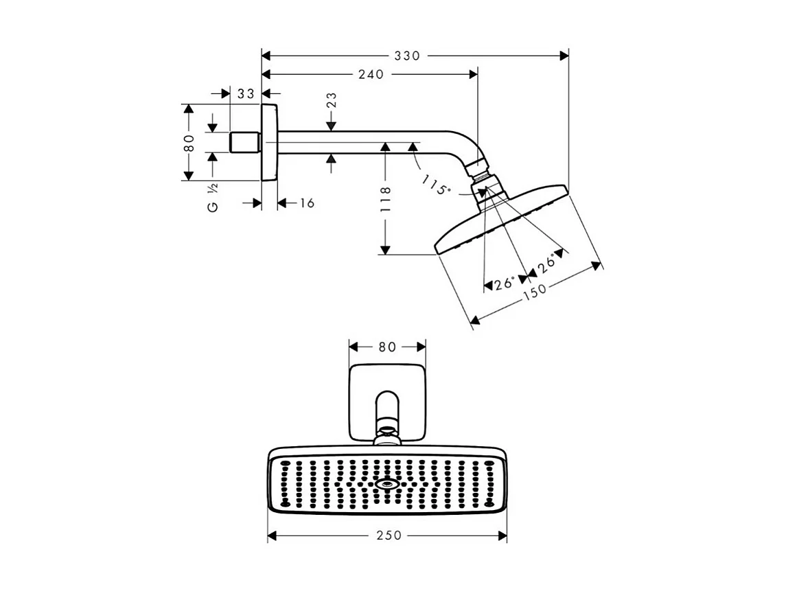 Douche de tête HANSGROHE Raindance E 240 avec bras de douche chromé
