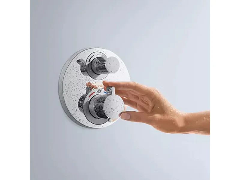 HANSGROHE Ecostat S mezclador termostático empotrado frontal con válvula de cierre y desviador cromado