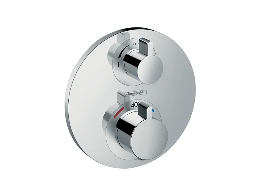 Façade mitigeur thermostatique encastré HANSGROHE Ecostat S avec robinet d'arrêt et inverseur chromée