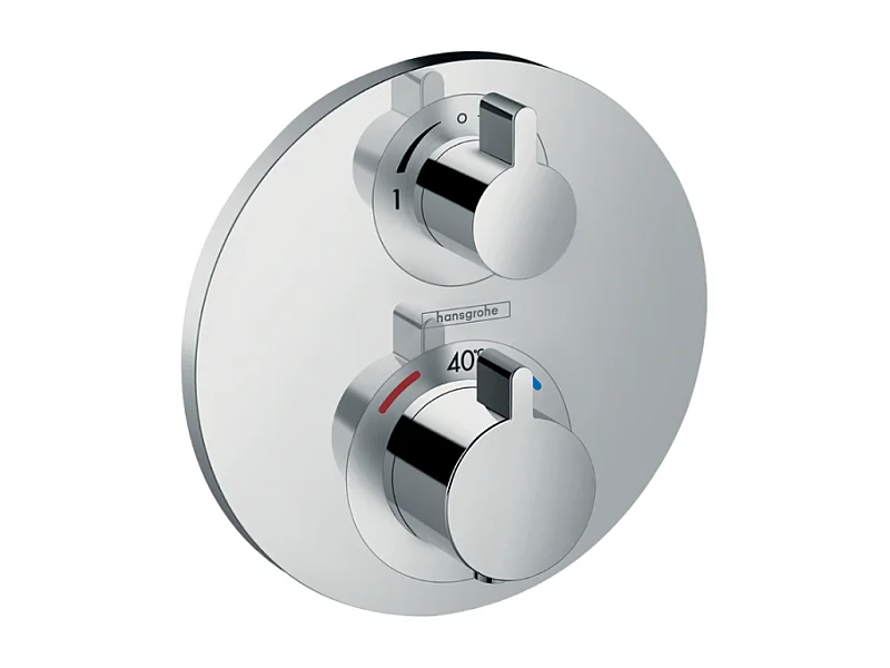 Façade mitigeur thermostatique encastré HANSGROHE Ecostat S avec robinet d'arrêt et inverseur chromée