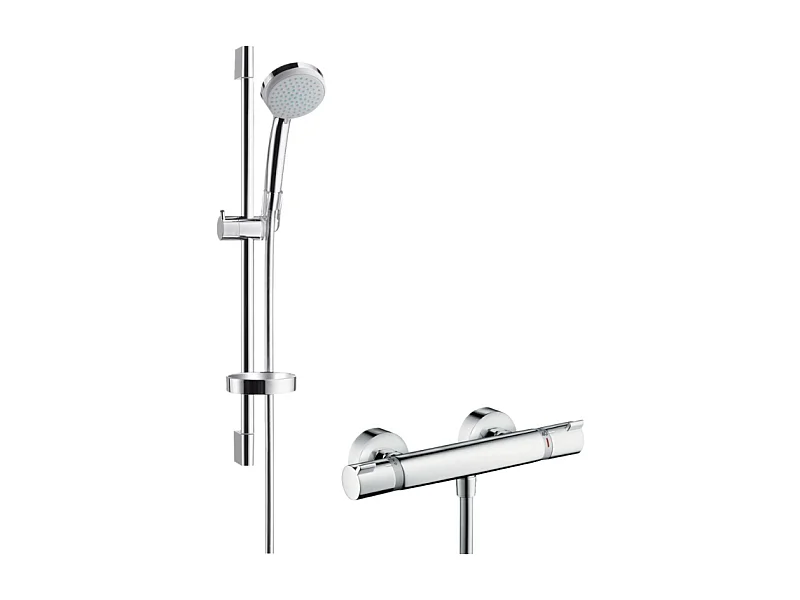 HANSGROHE Conjunto de ducha Croma 100 + Mezclador termostático Ecostat Comfort + barra de ducha 65 cm
