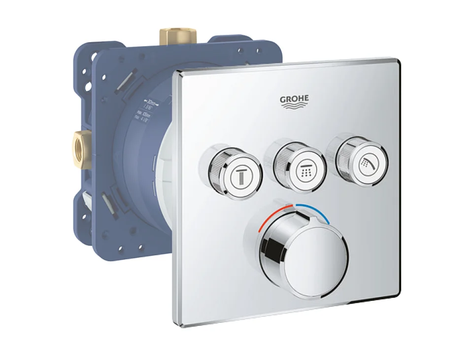 Façade mitigeur thermostatique encastrable GROHE Grohtherm + corps encastré GROHE Rapido Smartbox