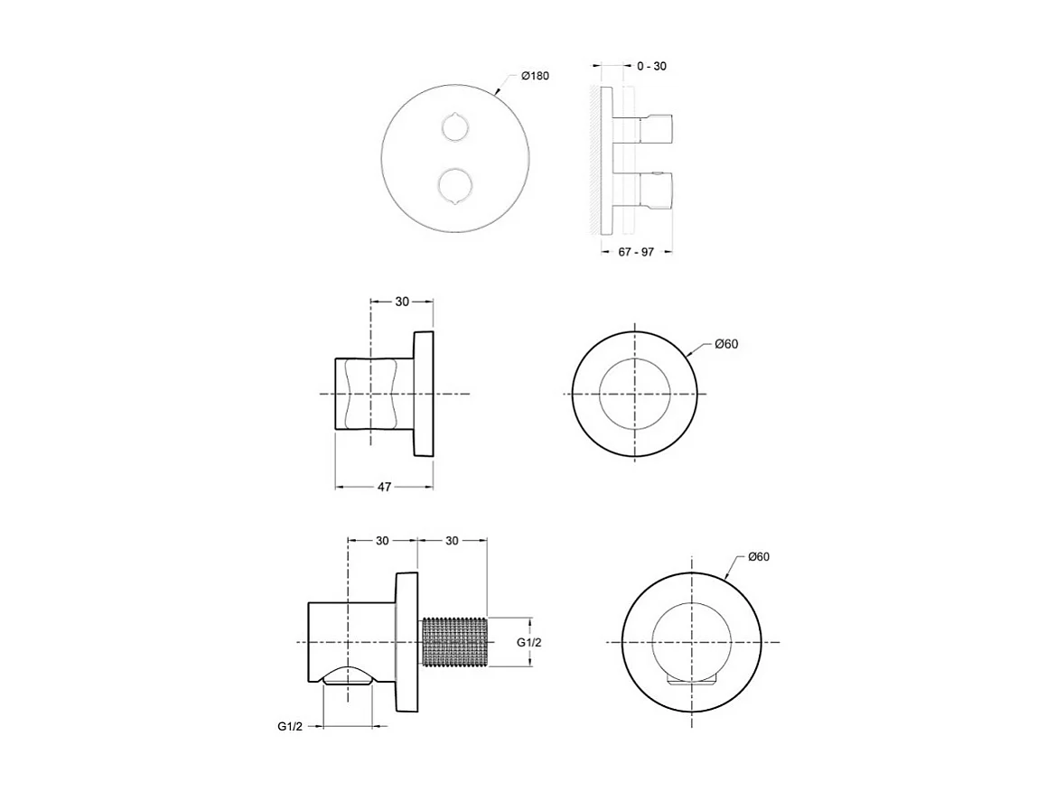 Colonne de douche encastrée thermostatique JACOB DELAFON Modulo