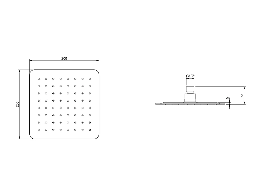 Douche de tête 200 VILLEROY ET BOCH Universal rectangle Chrome