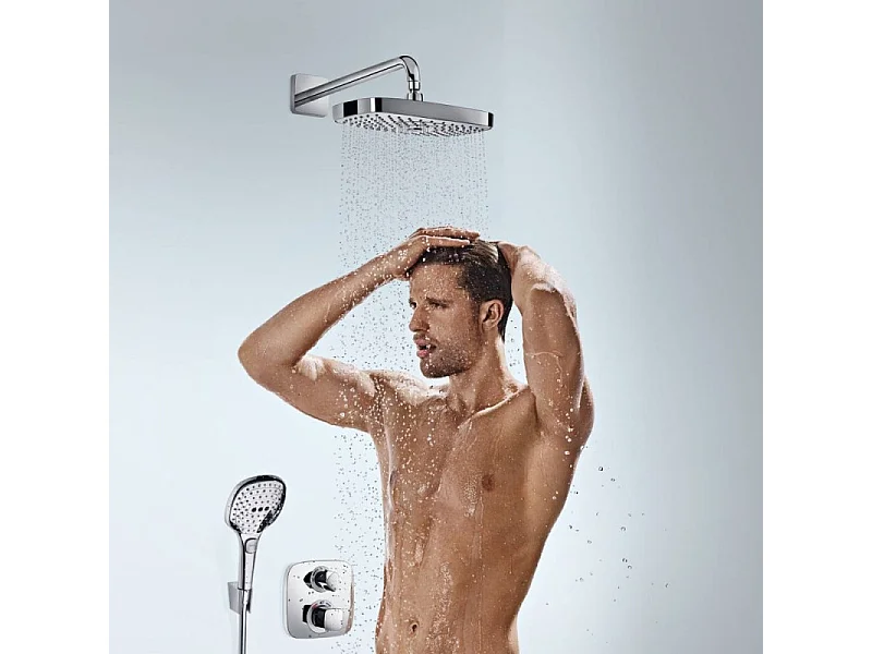 Lot robinet douche encastré thermostatique HANSGROHE Ecostat E + Douche de tête Raindance E 240 fixation plafond