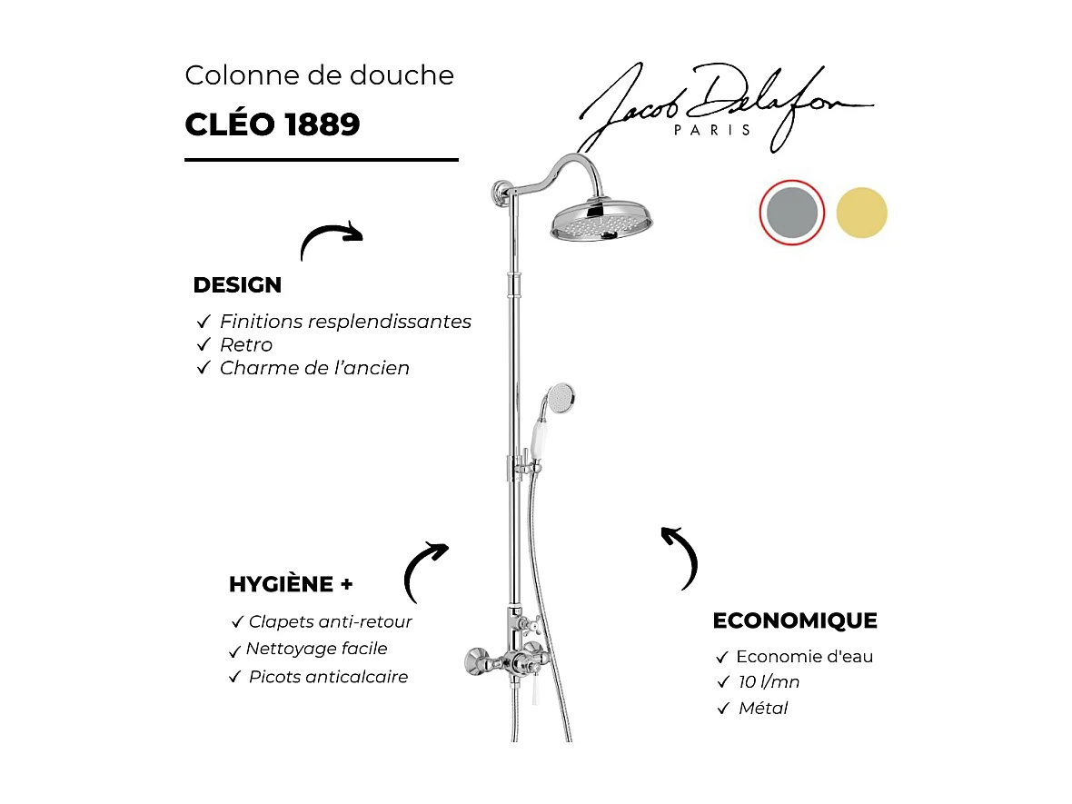 Colonne de douche JACOB DELAFON Cléo 1889 or beige