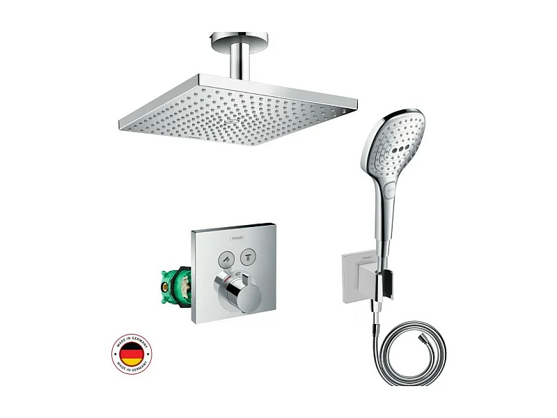 Lot robinet douche encastré thermostatique HANSGROHE ShowerSelect + Douche de tête Raindance E 300 fixation plafond