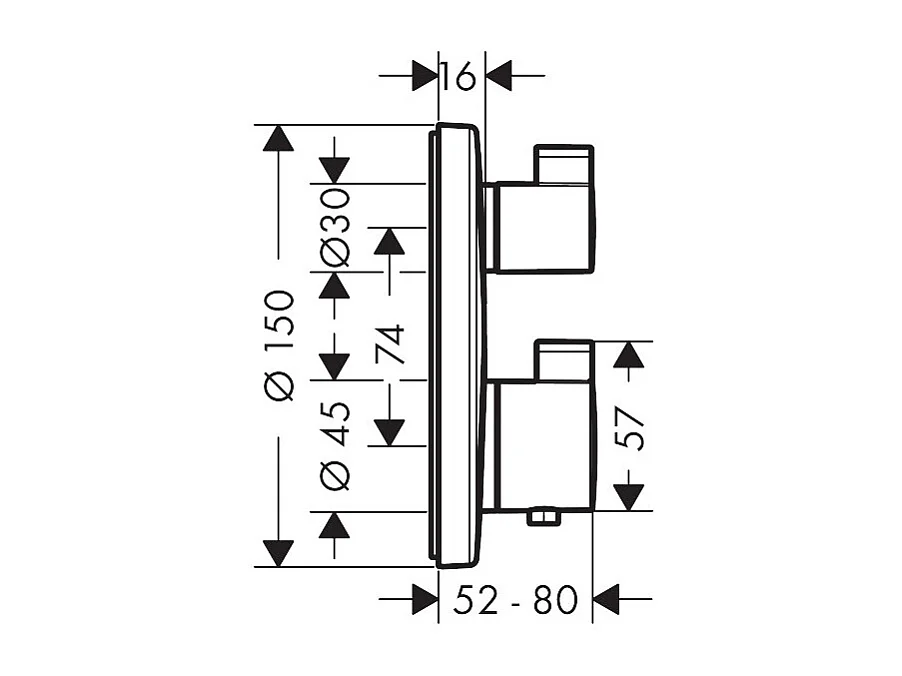 Mitigeur thermostatique encastré HANSGROHE Ecostat S chromé + corps encastré