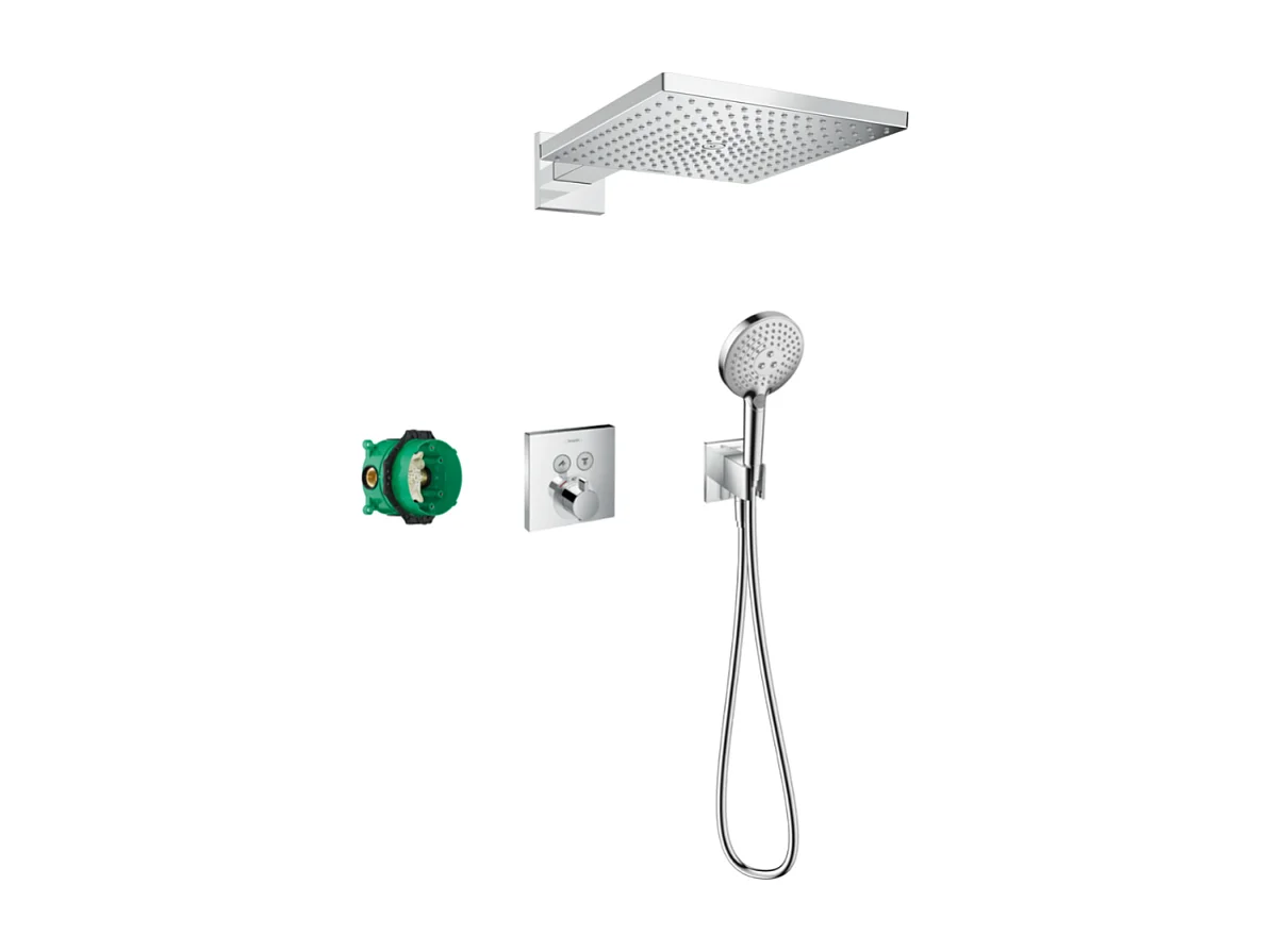 Colonne de douche encastrée thermostatique HANSGROHE ShowerSelect Square chromé