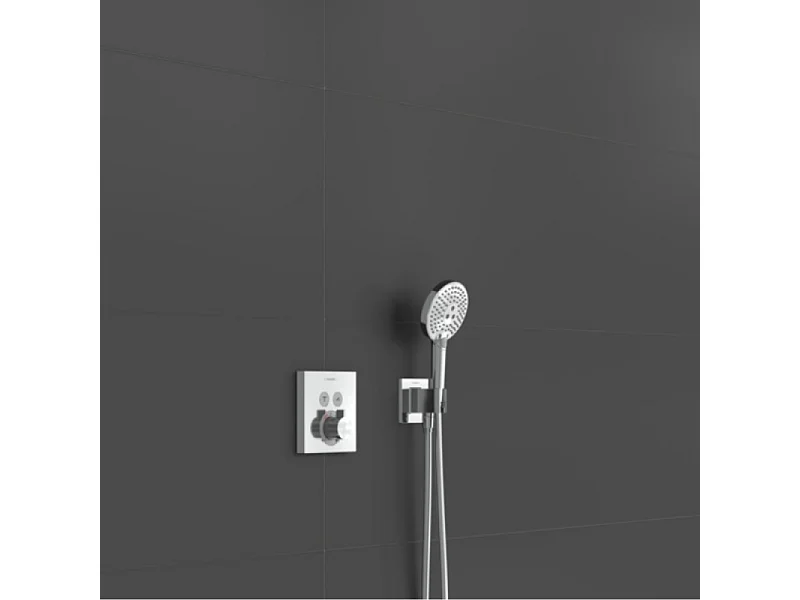 Colonne de douche encastrée thermostatique HANSGROHE ShowerSelect Square chromé