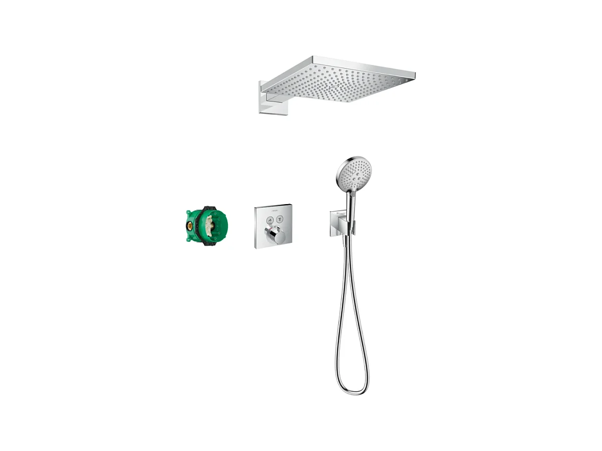 Colonne de douche encastrée thermostatique HANSGROHE ShowerSelect Square chromé