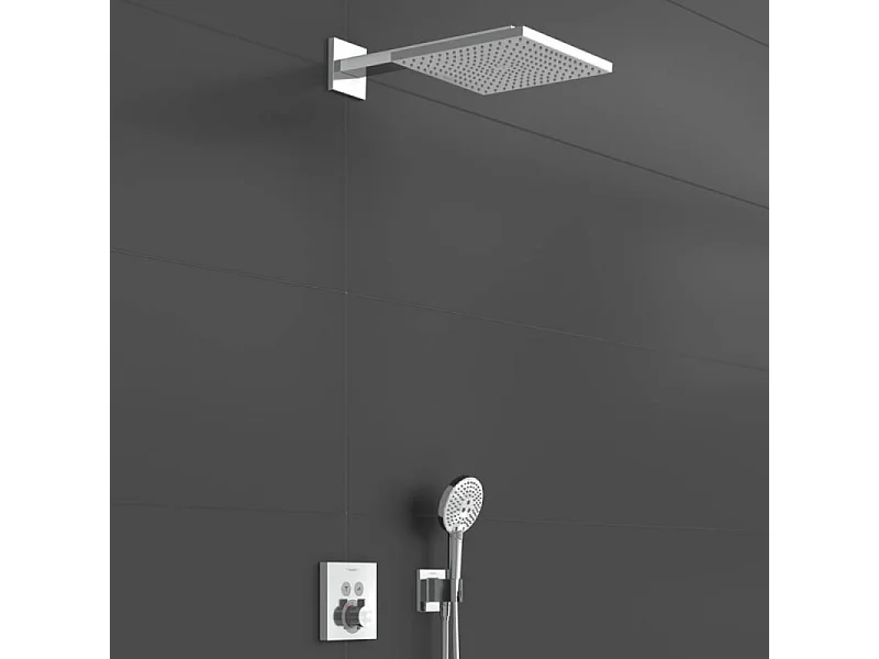 Colonne de douche encastrée thermostatique HANSGROHE ShowerSelect Square chromé