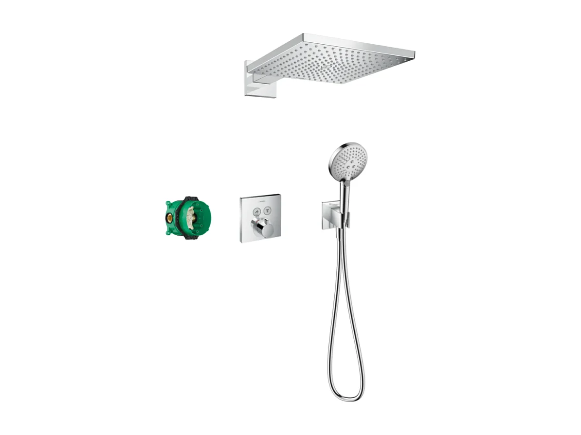 Colonne de douche encastrée thermostatique HANSGROHE ShowerSelect Square chromé