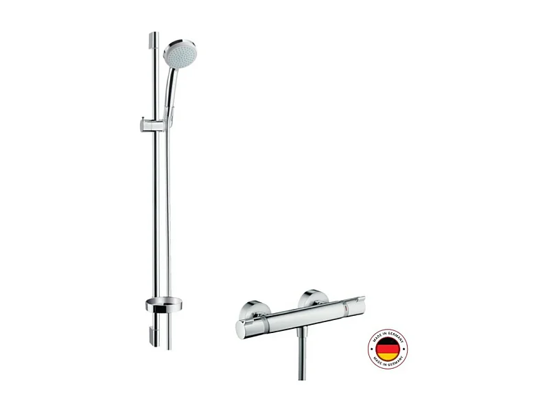 Ensemble douche HANSGROHE Croma 100 + mitigeur thermostatique Ecostat Comfort + Barre de douche 90 cm