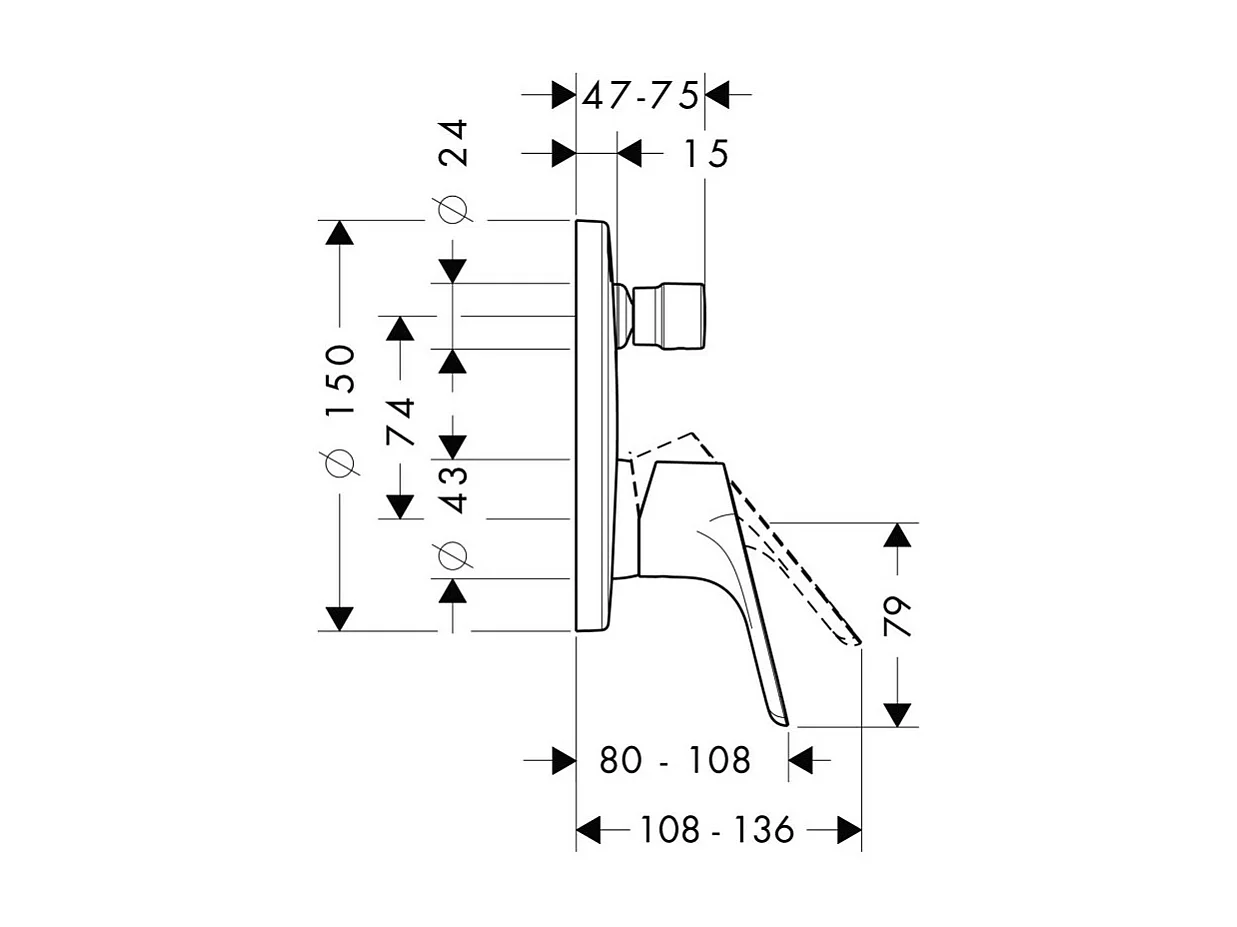 HANSGROHE Façade Focus pour mitigeur bain douche encastré Chromé avec corps encastré