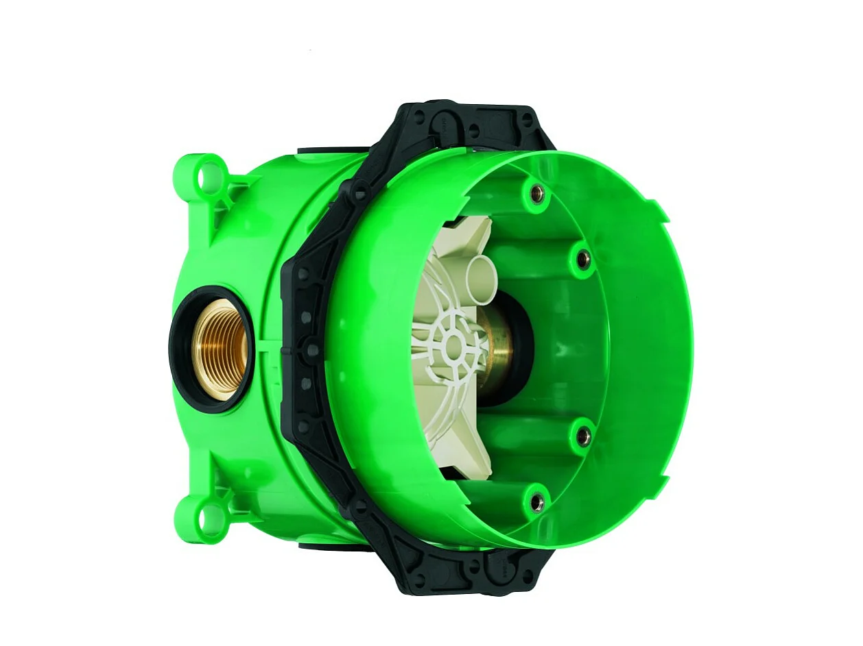 Façade mitigeur thermostatique encastré HANSGROHE Ecostat Square avec robinet d'arrêt et inverseur chromé  + corps encastré