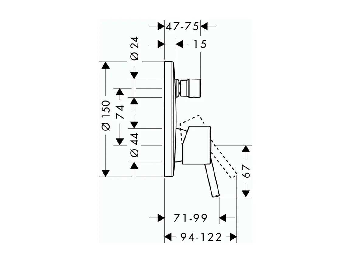 Façade mitigeur bain douche encastré HANSGROHE Talis S chromé