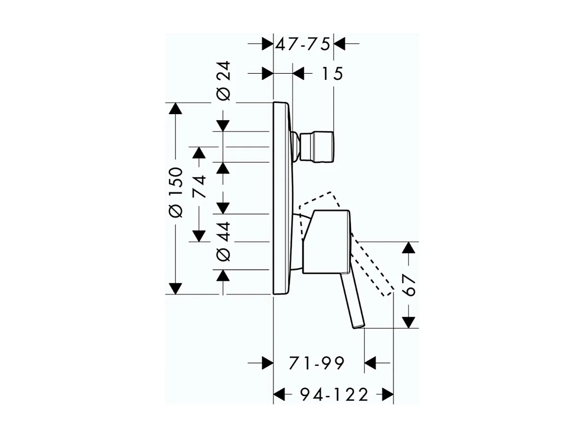 Façade mitigeur bain douche encastré HANSGROHE Talis S chromé