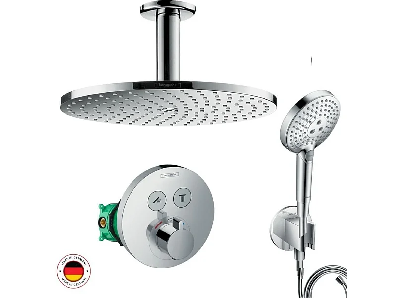 Mitigeur douche encastrable thermostatique HANSGROHE + Douche de tête Raindance S 240, Design rond