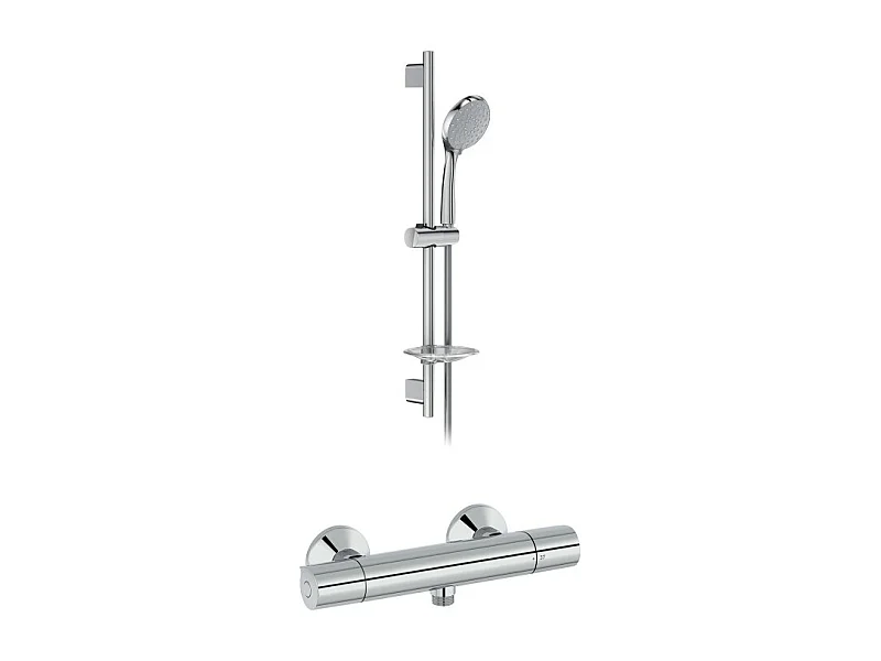 Mitigeur de douche thermostatique JACOB DELAFON Simone + barre + pommeau de douche