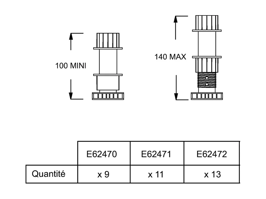 Lot de 11 pieds JACOB DELAFON pour receveur Flight