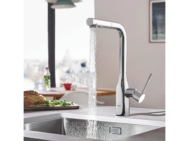 GROHE Essence mezclador de cocina tamaño XL Caño alto cromado extraíble