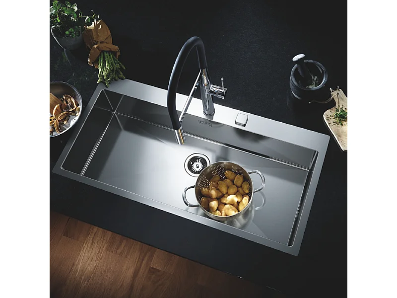GROHE Mitigeur cuisine semi-professionnel Essence Bec haut chrome douchette extractible