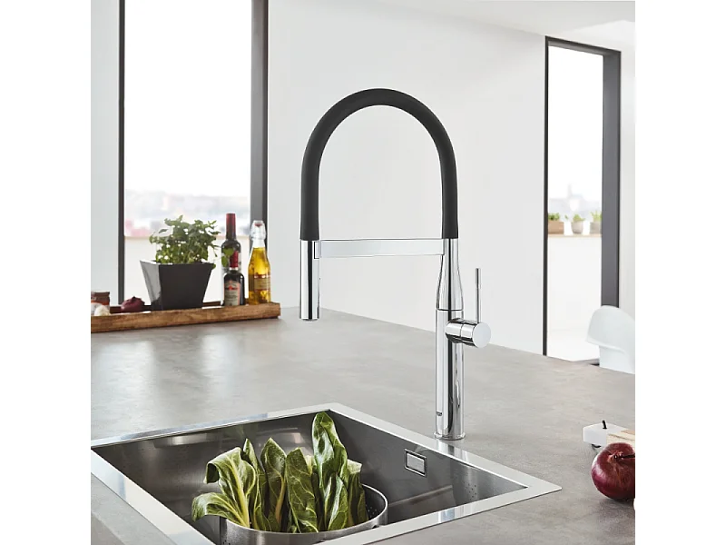 GROHE Mitigeur cuisine semi-professionnel Essence Bec haut chrome douchette extractible