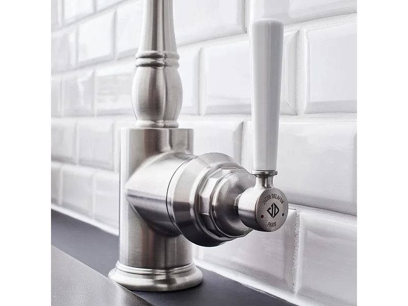 Mitigeur cuisine JACOB DELAFON Cleo, Bec haut inox brosse