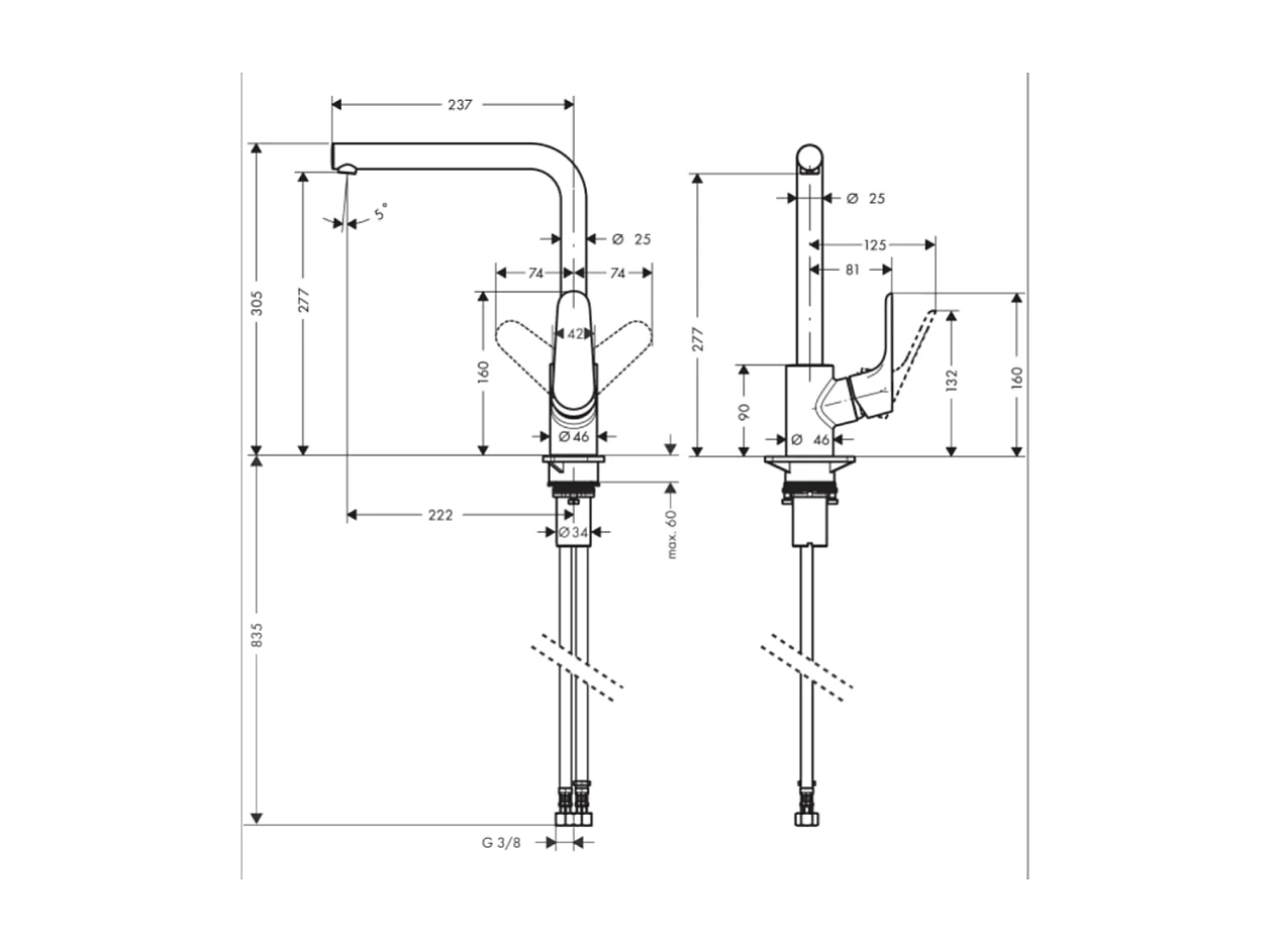 HANSGROHE Focus M41 280 grifo de cocina cromado