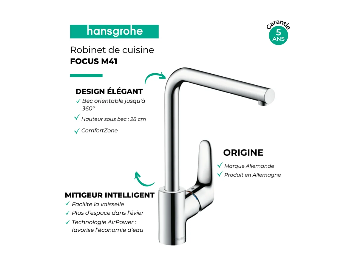 HANSGROHE Focus M41 280 grifo de cocina cromado