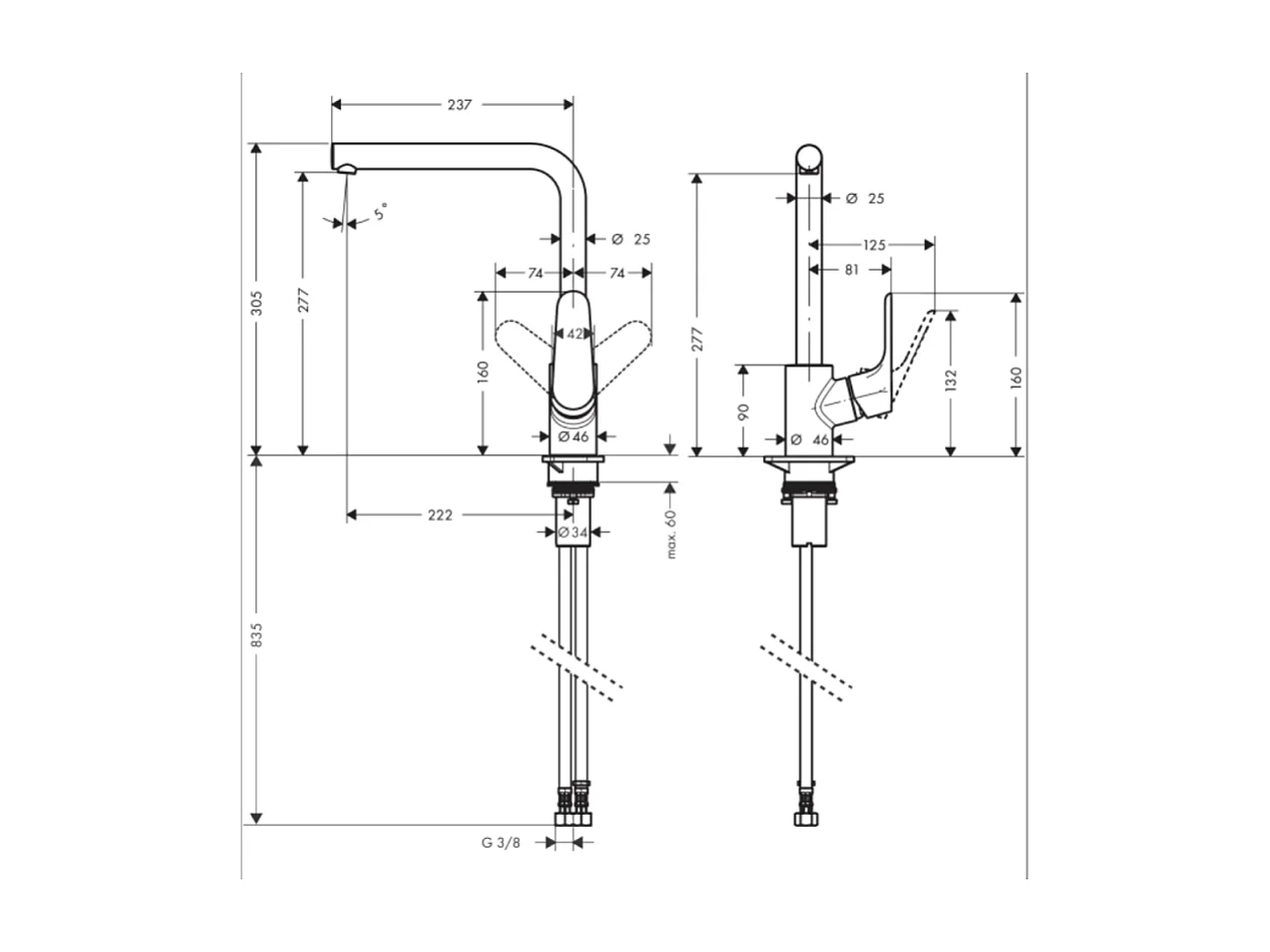 HANSGROHE Focus M41 280 grifo de cocina cromado