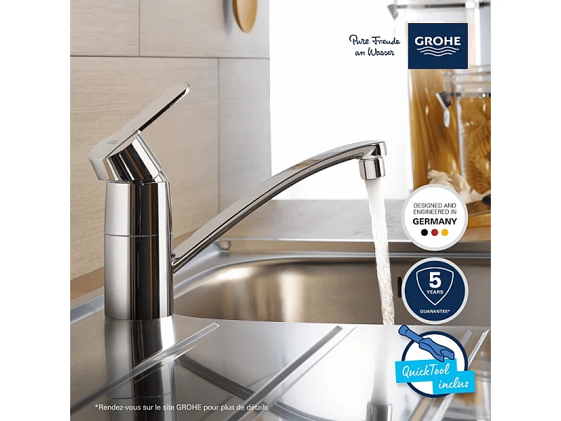 Robinet de cuisine GROHE Get chromé + microfibre