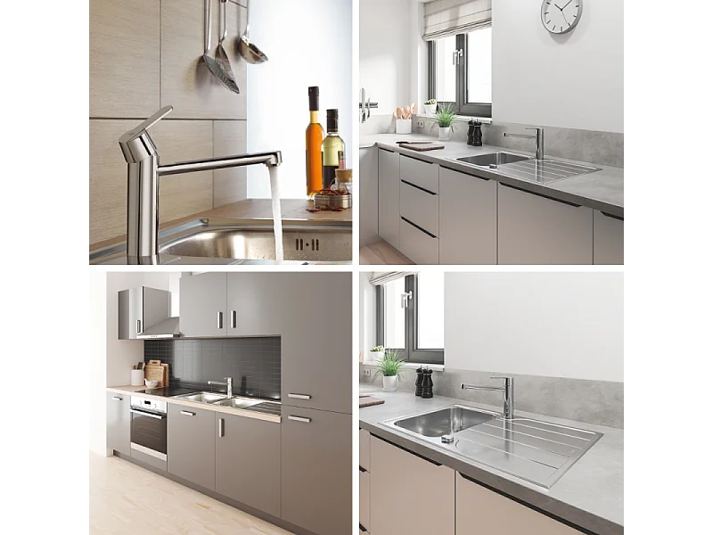 Robinet de cuisine GROHE Get chromé + microfibre